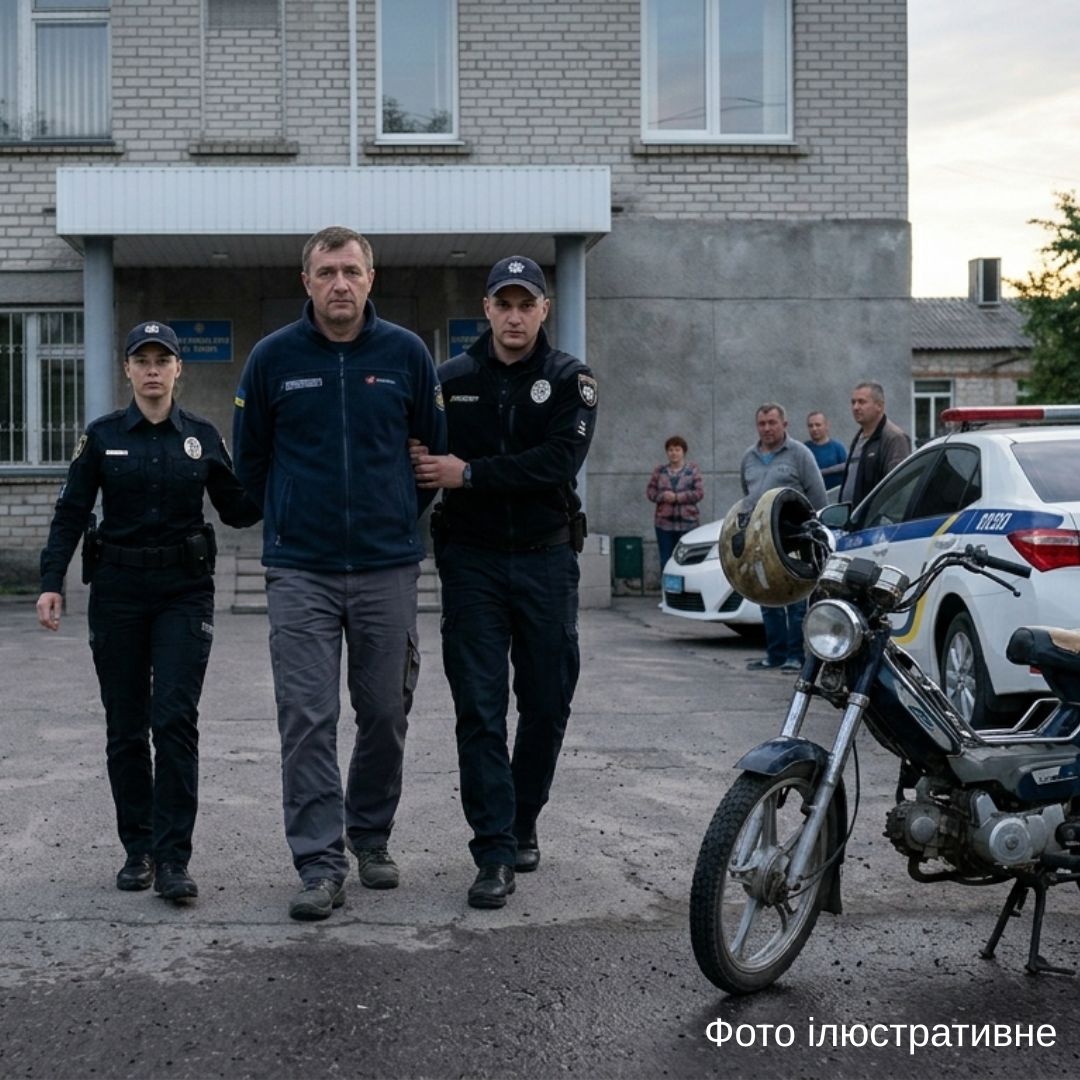Фотографія поліцейські ведуть заарештованого чоловіка